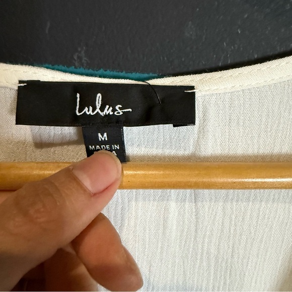 NWT LULUS Harbor Point Ivory White Flutter Sleeve Mini Wrap Dress Size M - Picture 8 of 14